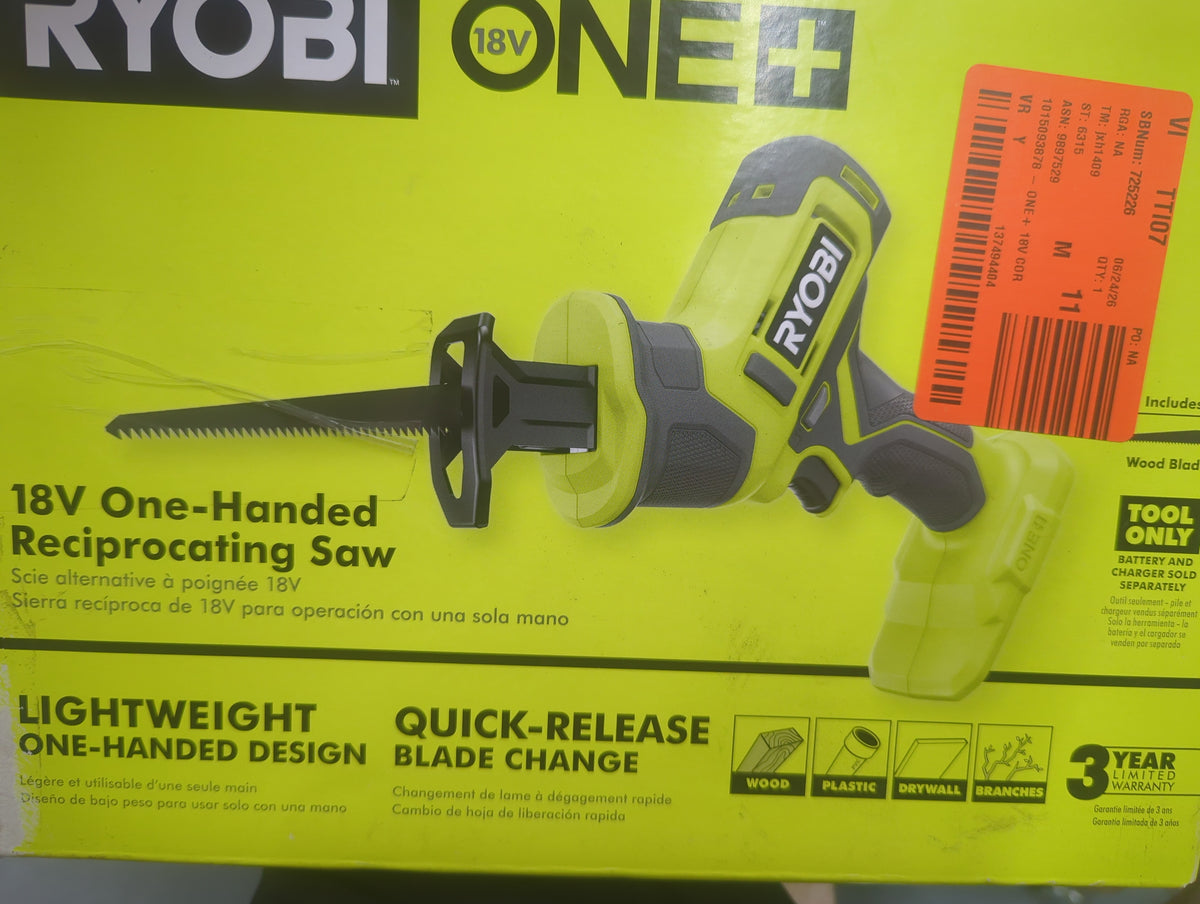 Ryobi PCL510B 18V One-Handed Reciprocating Saw
