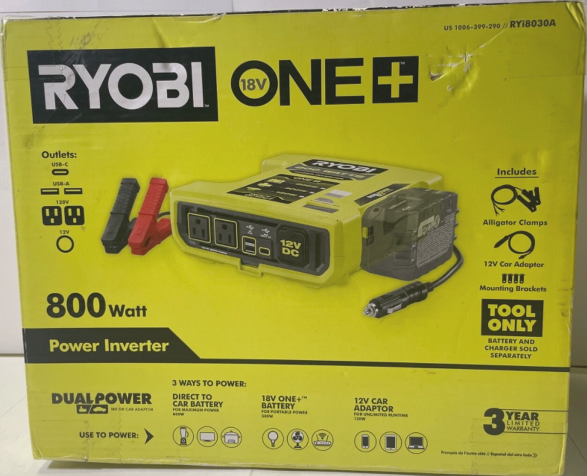 Ryobi RYi8030A 18V ONE+ 800-Watt Automotive Power Inverter