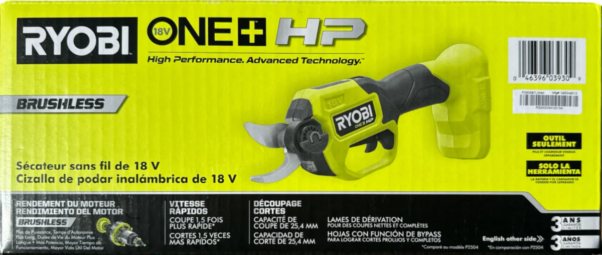 Ryobi P2505BTL HP 18V Brushless Cordless Pruner (Tool Only)
