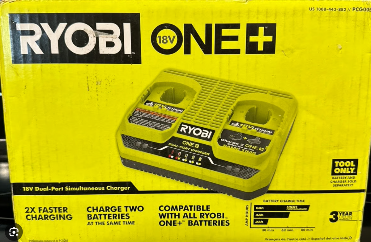 Ryobi PCG005 18V ONE+ Dual-Port Simultaneous Charger