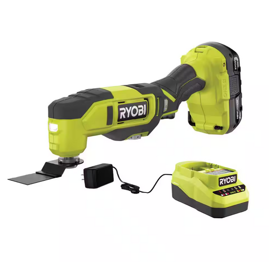 Ryobi PCL430K1 18V Cordless Oscillating Multi-Tool Kit with 2.0 Ah Battery, Charger, and 4-Piece Wood Oscillating Blade Set PCL430K1