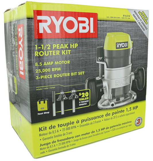 Ryobi R1631K 8.5 Amp 1-1/2 HP Fixed Base Router