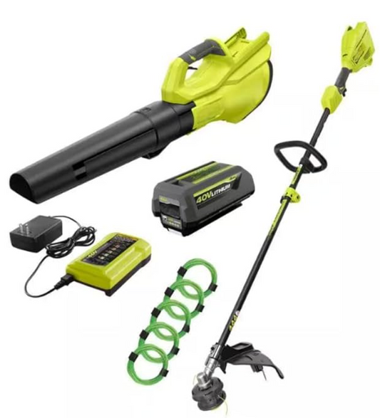 Ryobi RY40CK201K 40V 2-Tool String Trimmer and Blower Combo Kit