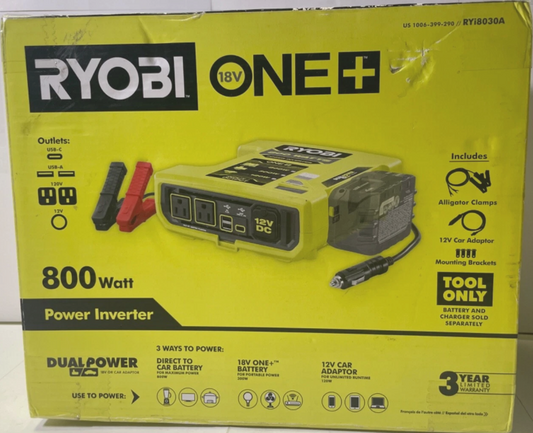 Ryobi RYi8030A 18V ONE+ 800-Watt Automotive Power Inverter