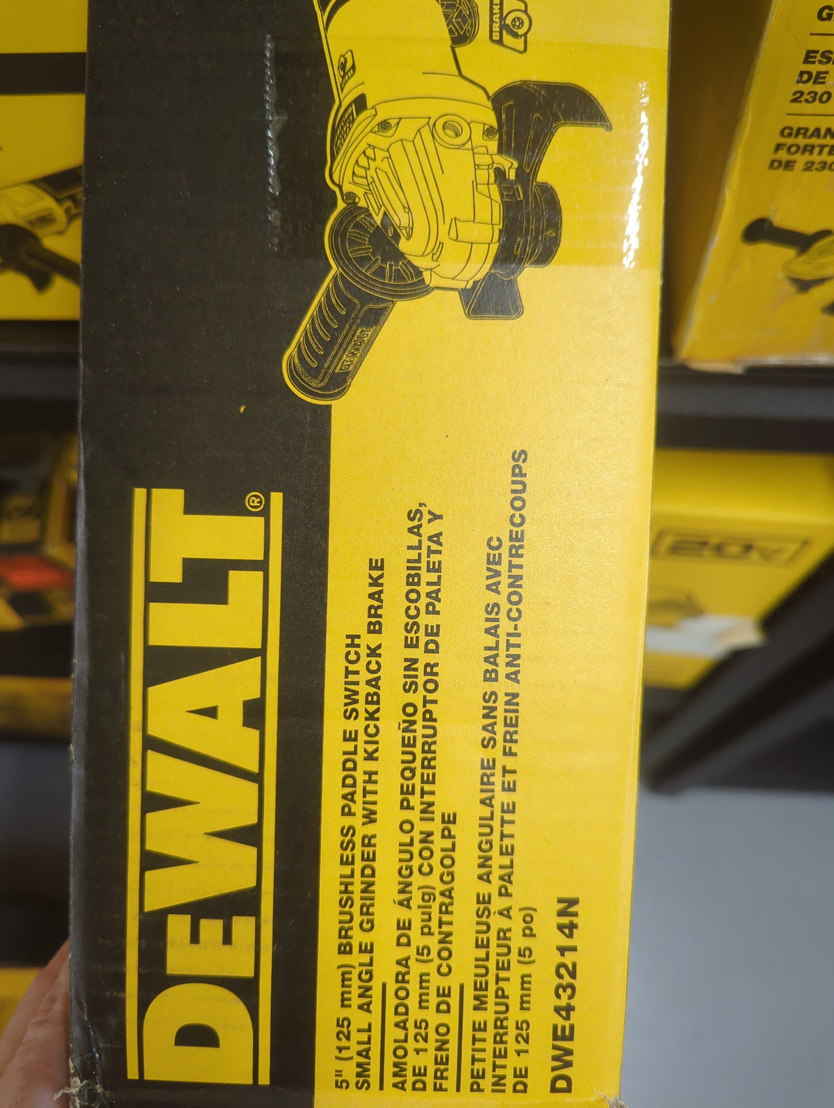 DeWalt DWE43214N 5" Brushless Paddle Switch Small Angle Grinder with Kickback Brake